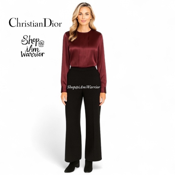 Vintage Christian Dior burgundy silk long sleeve blouse * shop@iamwarrior